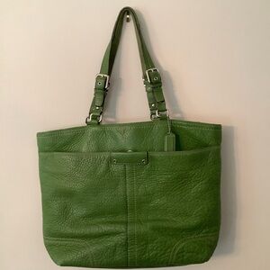 ☀️Coach Hamilton Y2K Green Pebbled Leather Tote, Handbag F13083